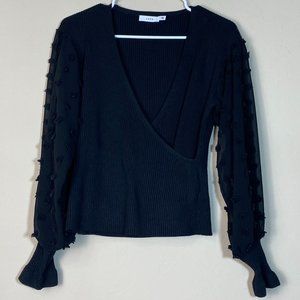 BLACK SHEER LONG SLEEVE LUSH TOP